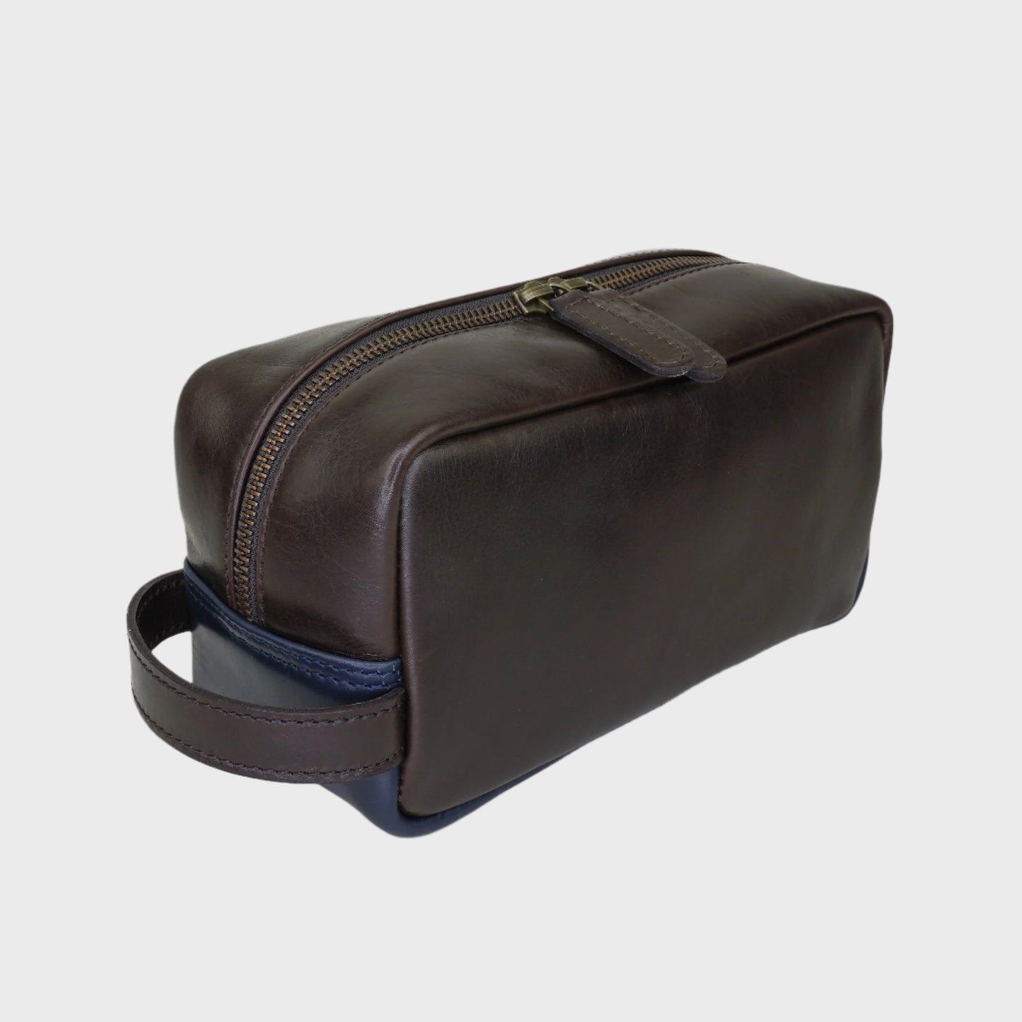 Colour-Block Leather Box Washbag