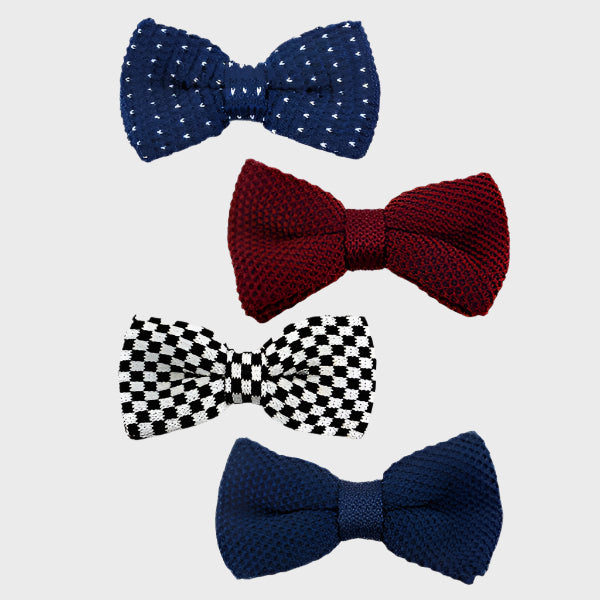 Pack of 12 Knitted Bow Ties - Mixed Designs