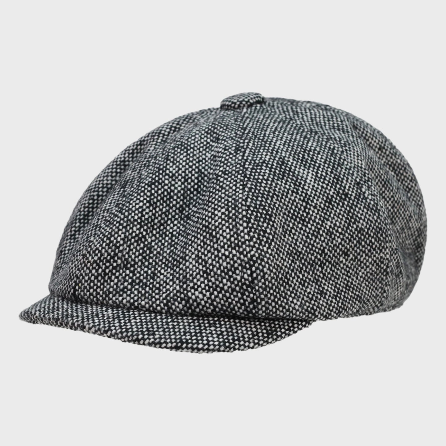 8-Panel Marl Tweed Flat Cap - Grey