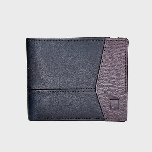 Pebble Grain Leather Wallet with Saffiano Texture Panels