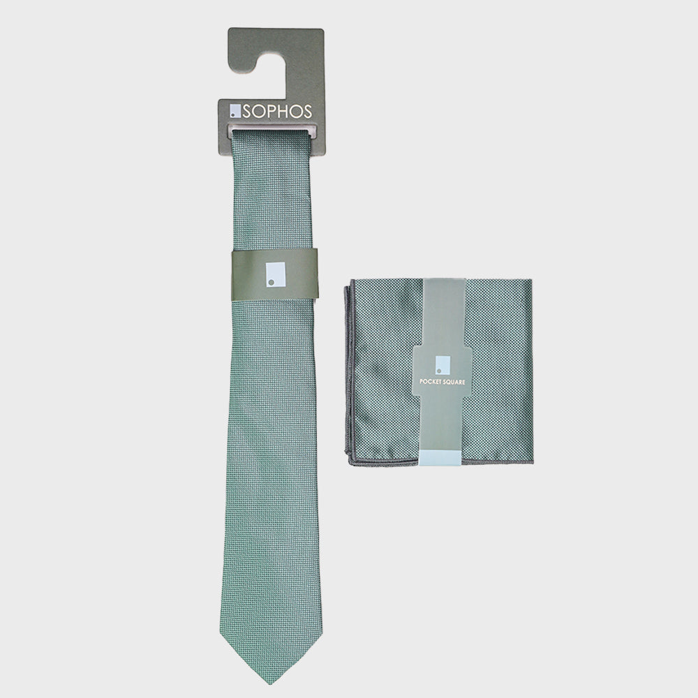 Sage Waffle Tie and Pocket Square Pack