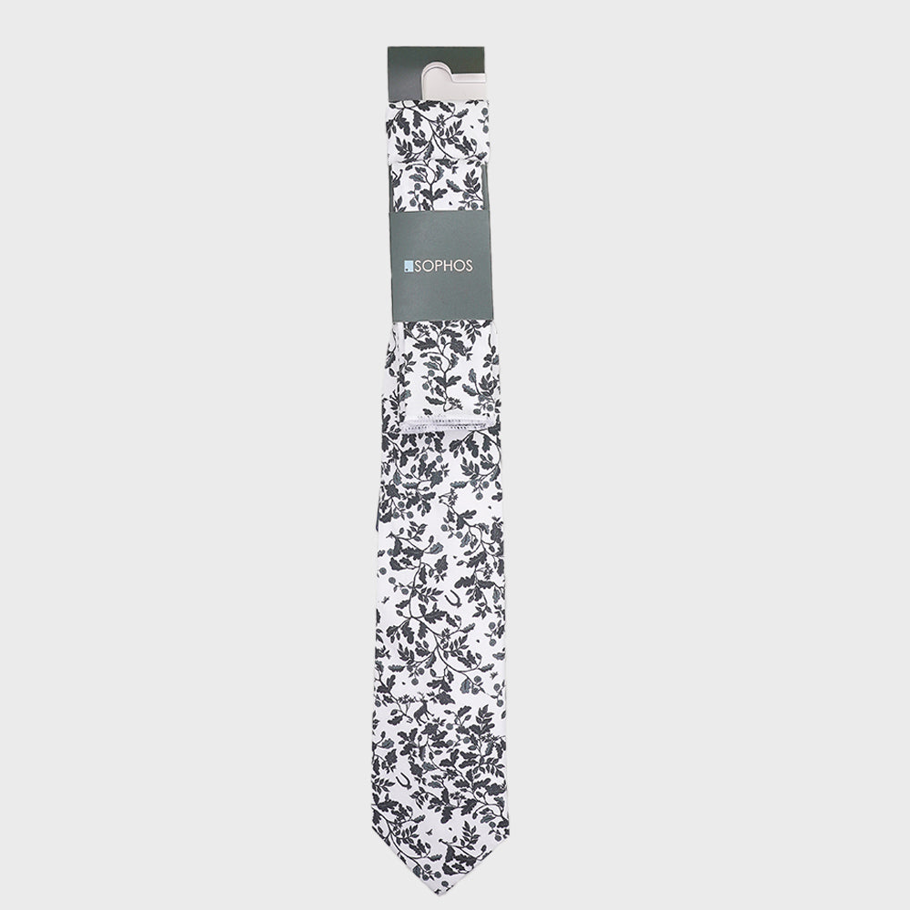White Heritage Print Tie and Pocket Square Bundle