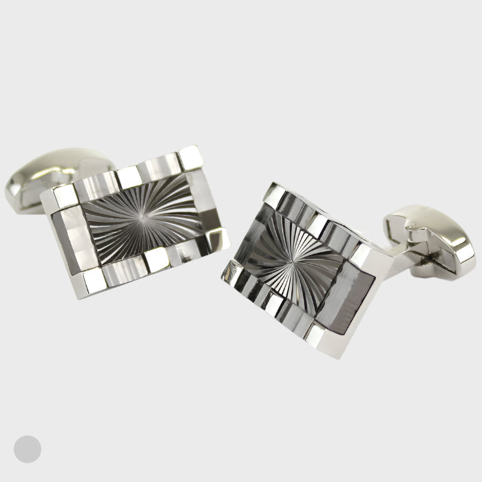 Rectangle Gunmetal and Silver Finish Centre Cufflinks