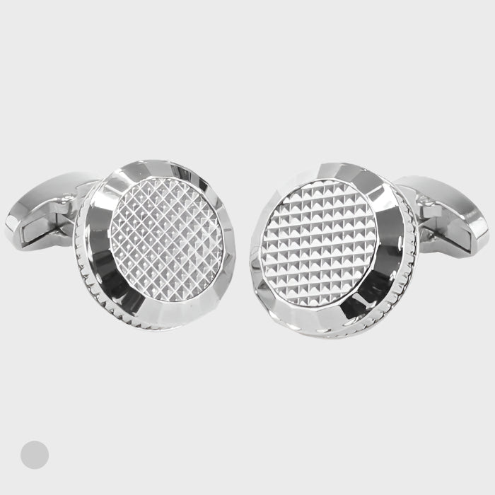 Circle with Silver Finish Centred Lattice Cufflinks