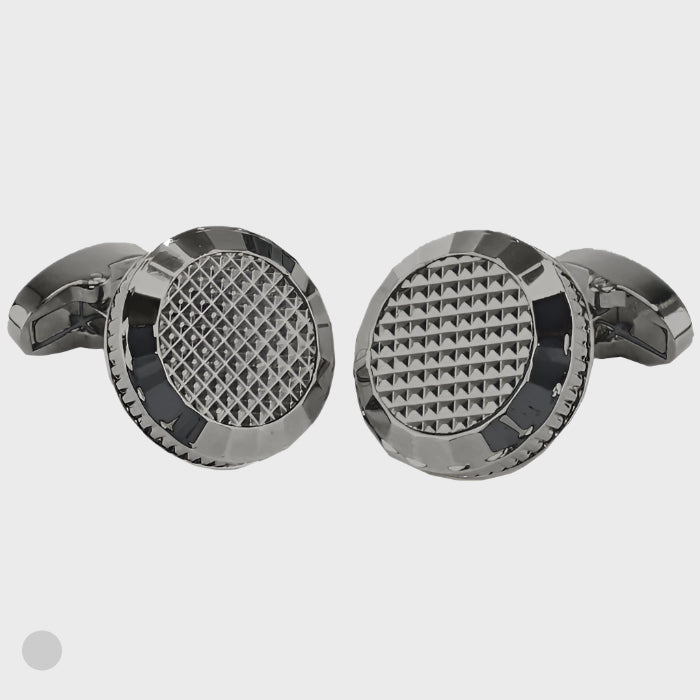 Circle with Gunmetal Centred Lattice Cufflinks