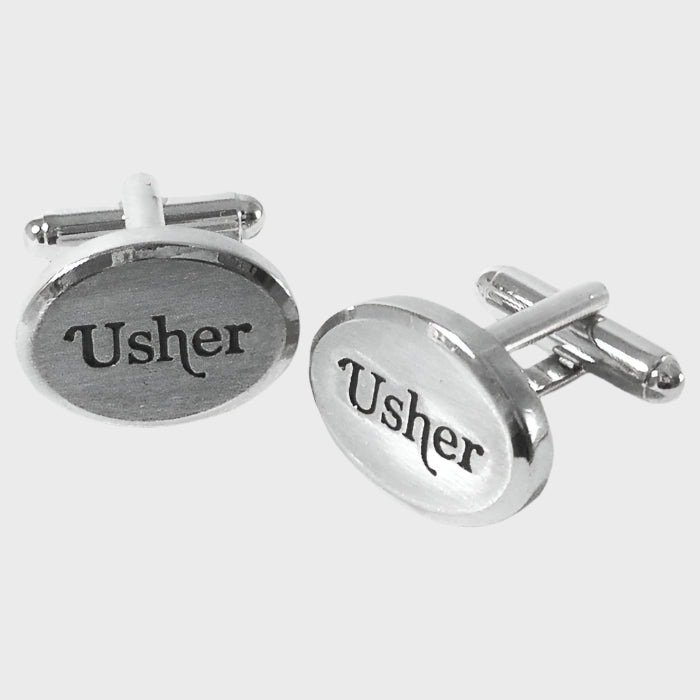 Rhodium Oval Usher Cufflinks