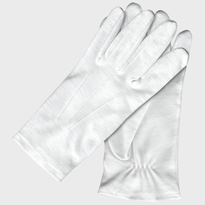 Baroque Elastic White Cotton Dress Gloves