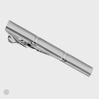 Brushed Silver Finish Shiny Striped Tie Bar