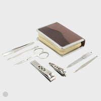Brown Saffiano Medium-Sized Manicure Set