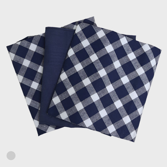 Blue Plain / Check Handkerchiefs