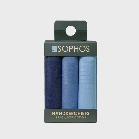 Navy / Blue / Pale Blue Handkerchiefs - Pack of 3