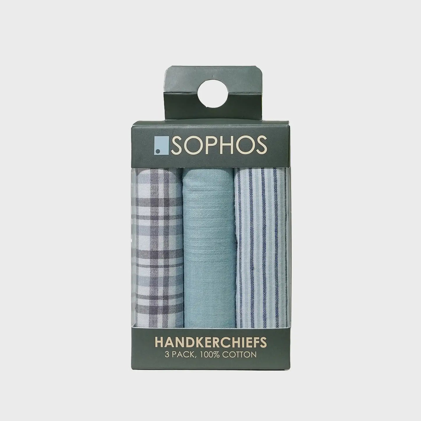 Grey / Green Handkerchiefs - Pack of 3