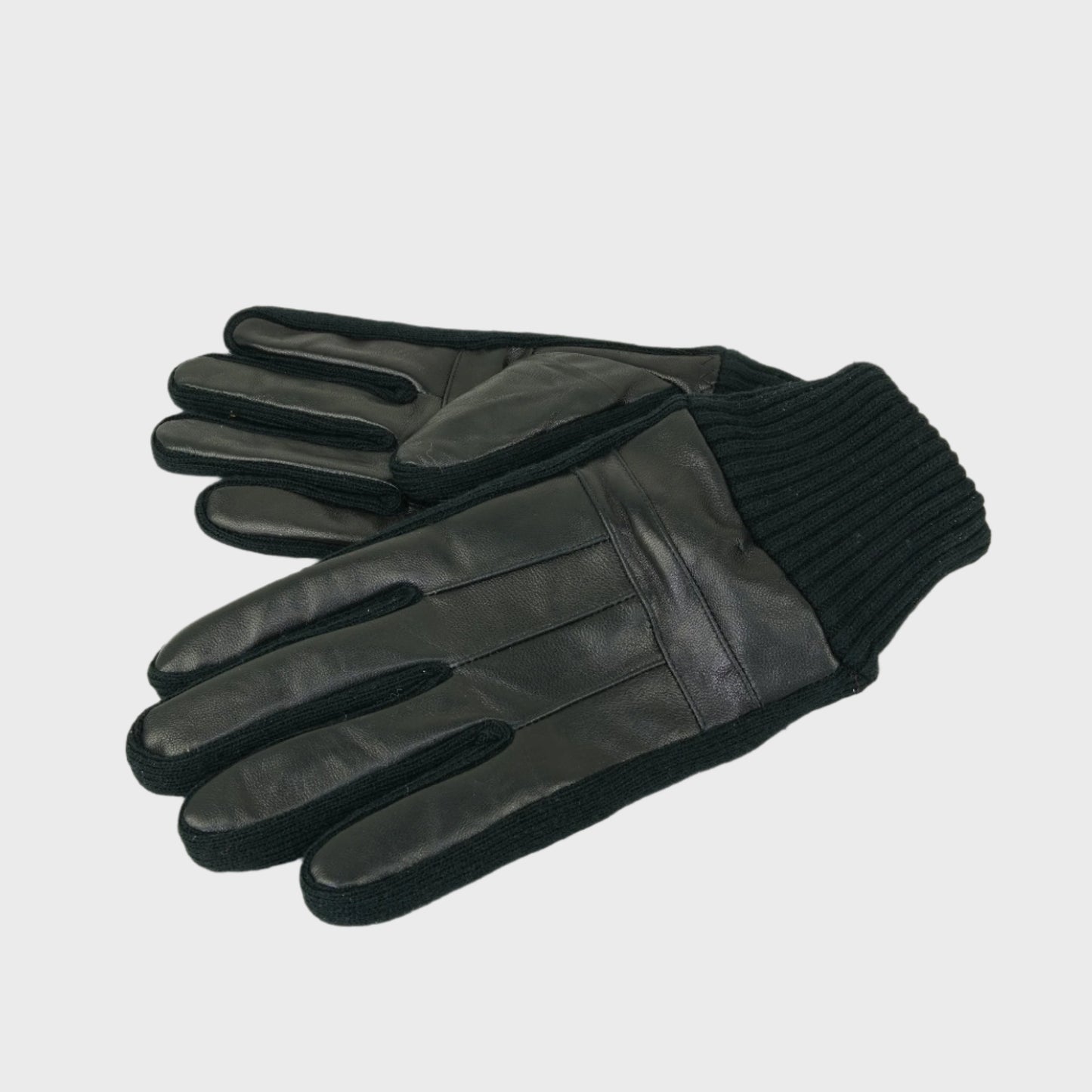 District Leather Glove with Knitted Writst