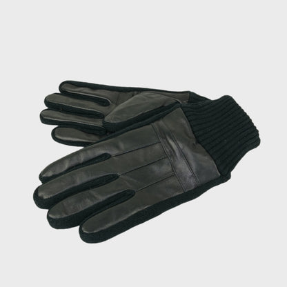 District Leather Glove with Knitted Writst