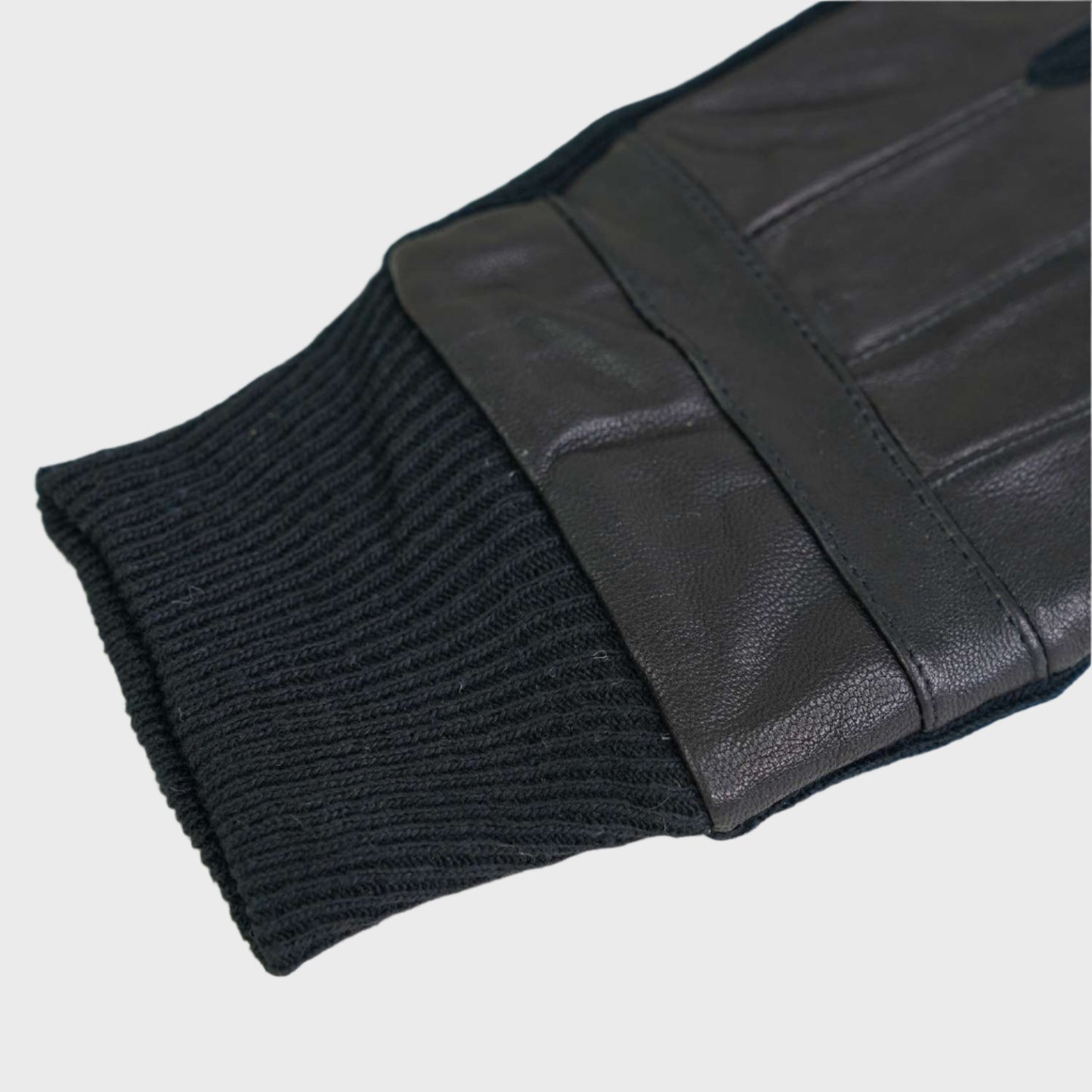 District Leather Glove with Knitted Writst