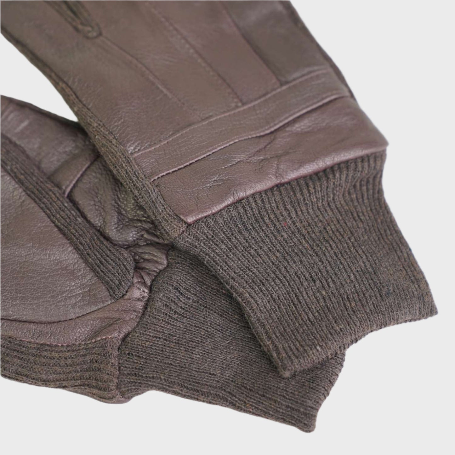 District Leather Glove with Knitted Writst