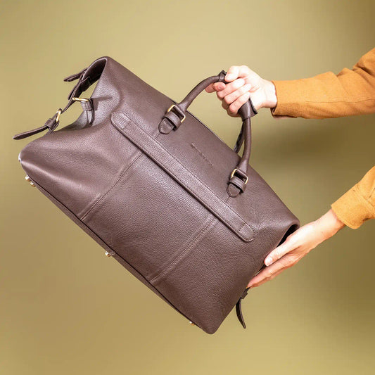 Oak Pebble Grain Leather Holdall