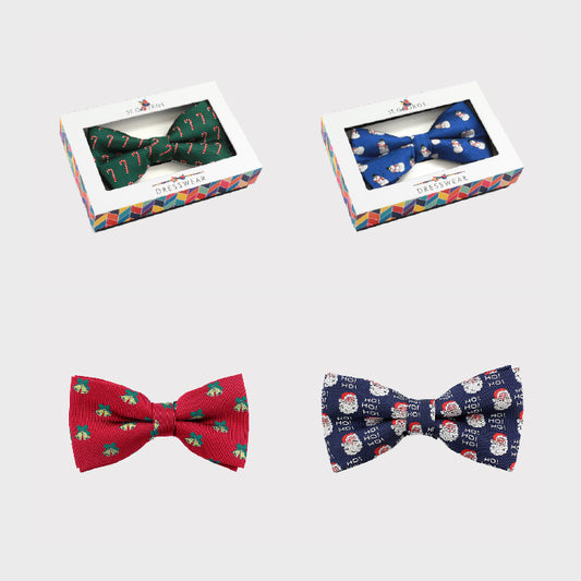 Pack of 12 Novelty Xmas Bow Ties - Mixed Designs
