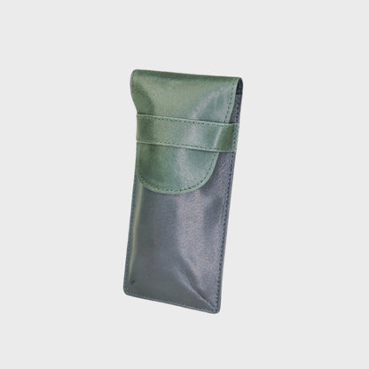 Colour-Block Leather Flap-Over Glasses Case