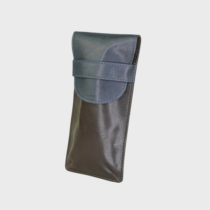 Colour-Block Leather Flap-Over Glasses Case