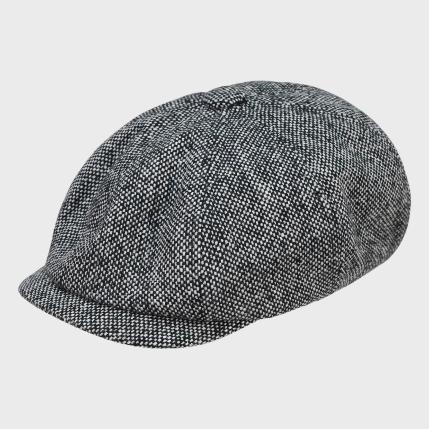 8-Panel Marl Tweed Flat Cap - Grey