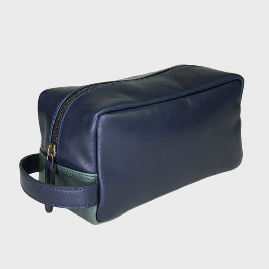 Colour-Block Leather Box Washbag