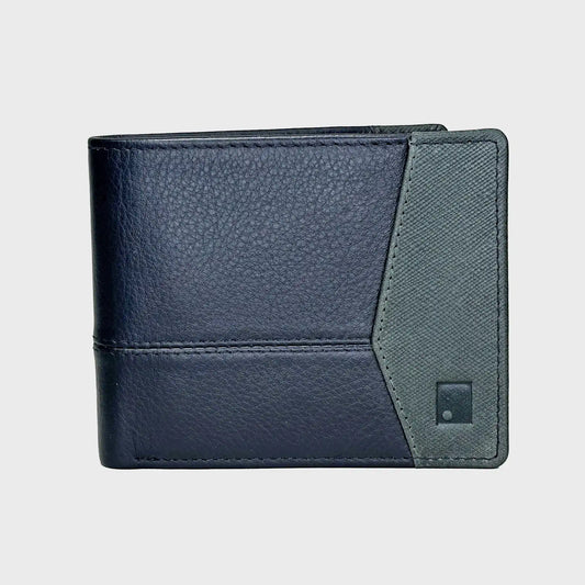 Pebble Grain Leather Wallet with Saffiano Texture Panels