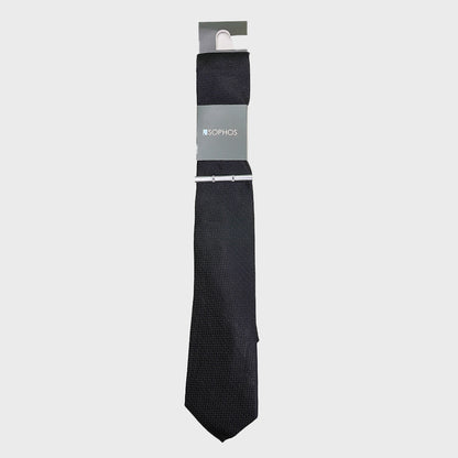 Black Silk Tie and Tie Bar Bundle