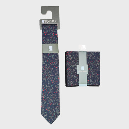 Navy Heritage Print Tie and Pocket Square Bundle