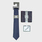 Navy Waffle Tie and Heritage Pocket Square with Tie Bar Bundle