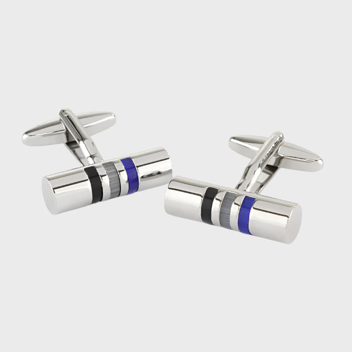 Cylinder Navy/Light Blue/Mid Blue Cufflinks