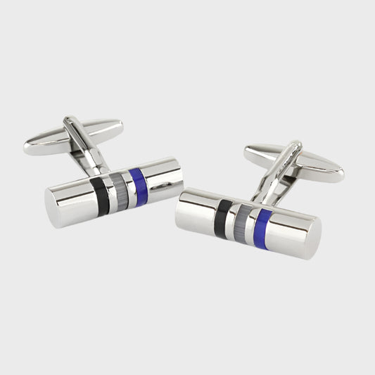 Cylinder Navy/Light Blue/Mid Blue Cufflinks