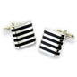 Silver Finish Square Cufflinks with Black Lines