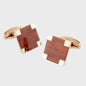 Square Rose Gold Wood Finish Cufflinks