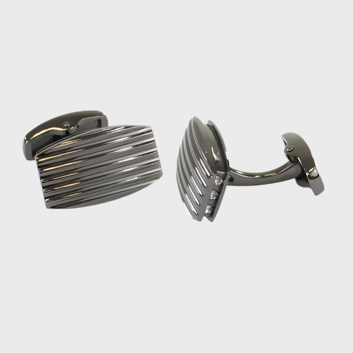 Oval Ridge Gunmetal Finish Cufflinks