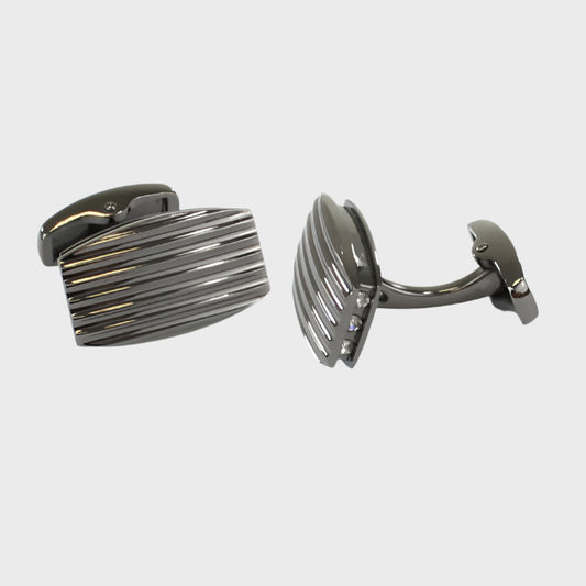 Oval Ridge Gunmetal Finish Cufflinks