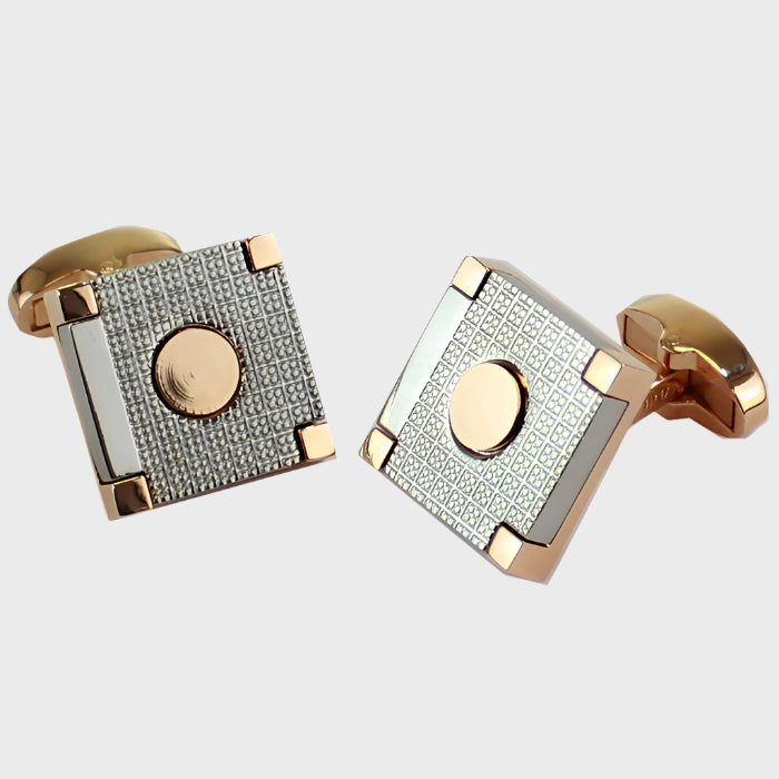 Square Silver and Rose Gold Finish Cufflinks