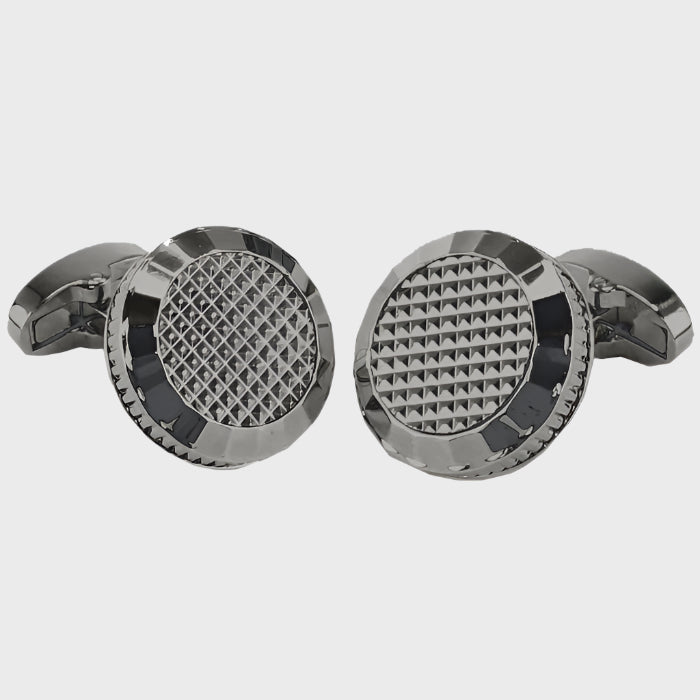 Circle with Gunmetal Centred Lattice Cufflinks