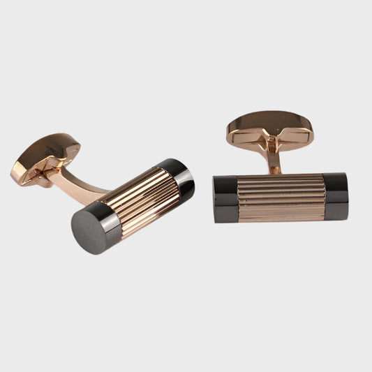 Dark Gunmetal Barrel Rose Gold Finish Cufflinks