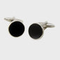 Round Rhodium and Black Finish Cufflinks