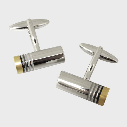 Shiny Gold and Black Rhodium Finish Cufflinks