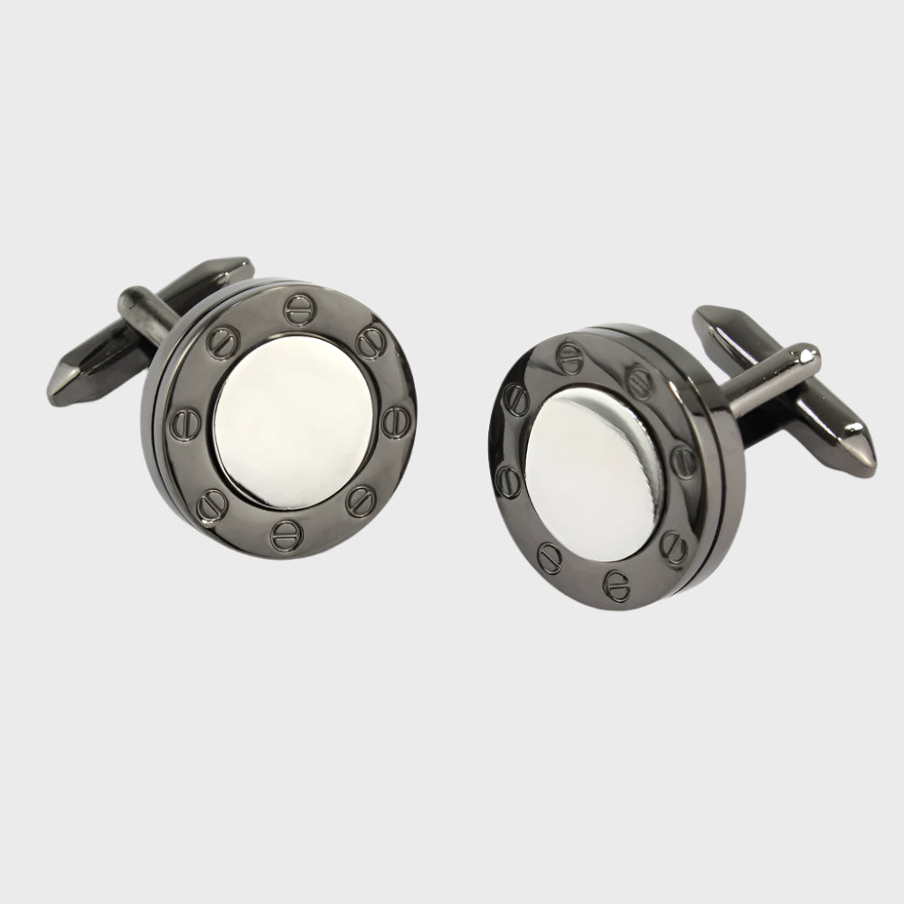 Gunmetal with Silver Finish Centre Cufflinks
