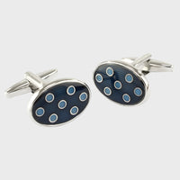 Navy and Blue Spot Oval Cufflinks