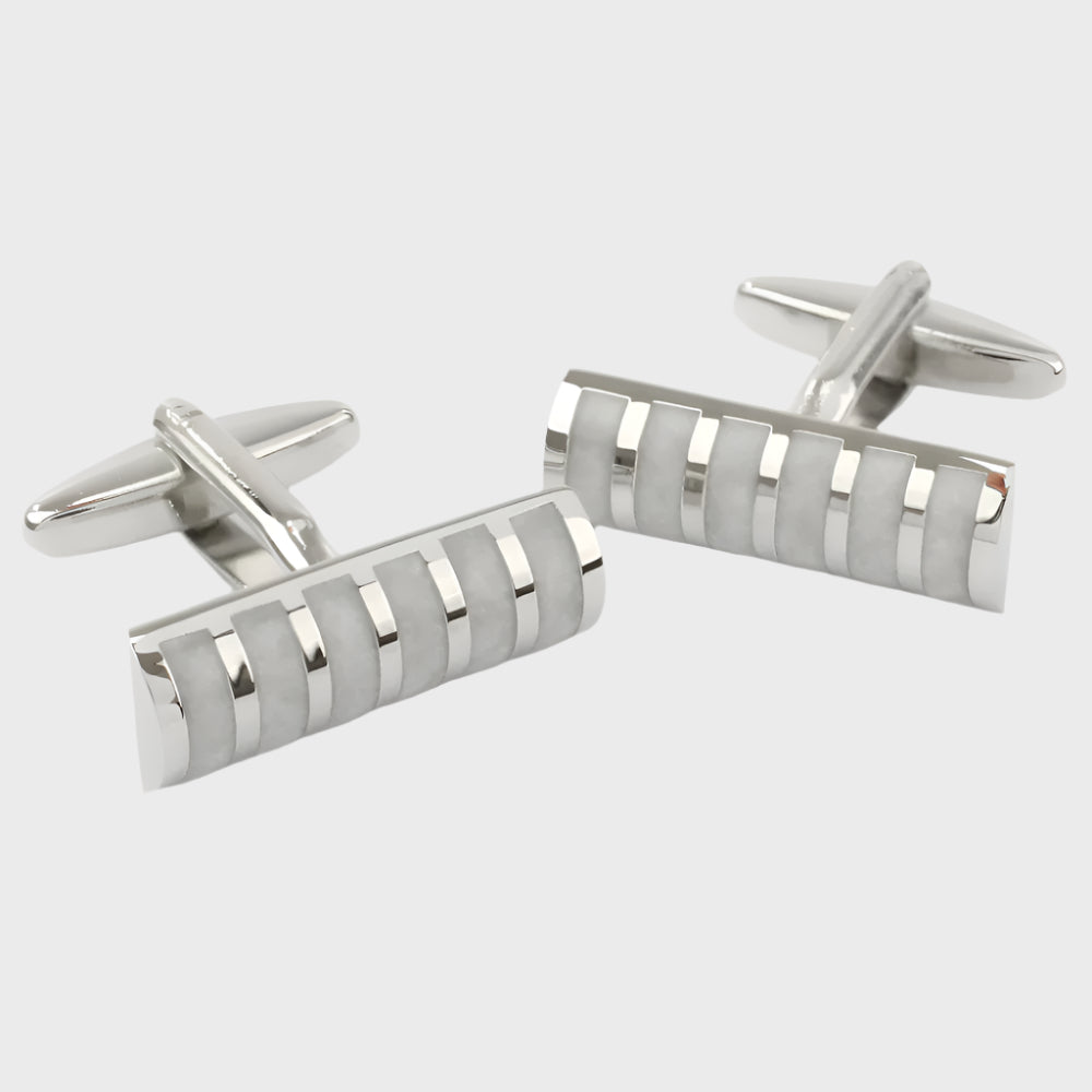 Mother of Pearl Effect Bar Insert Cufflinks