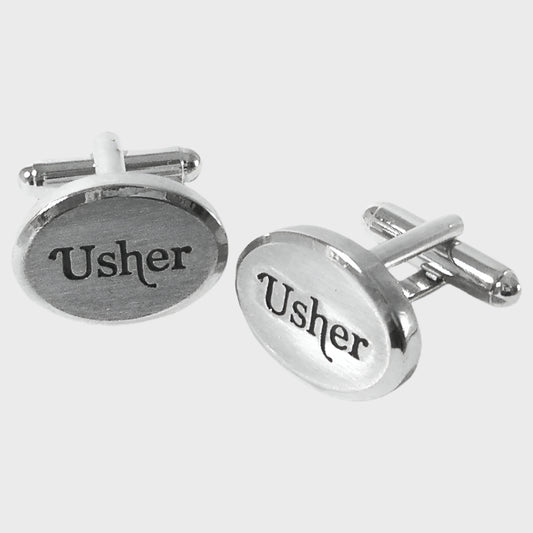 Rhodium Oval Usher Cufflinks