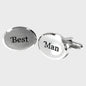 Rhodium Oval  Best Man Cufflinks