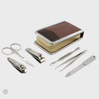 Brown Saffiano Manicure Set Small