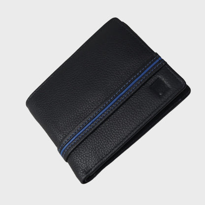 Pebble Grain Stripe Leather Wallet