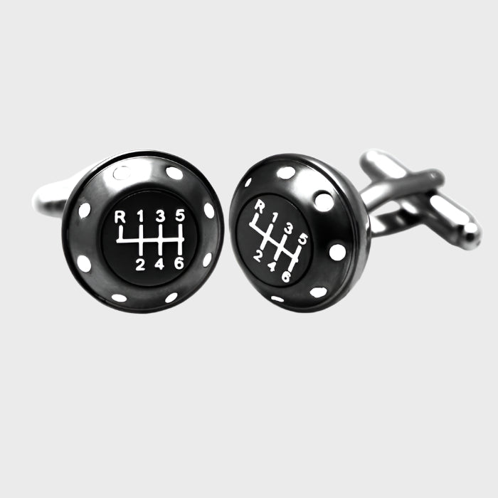 Gun Metal Gear Knob Cufflinks